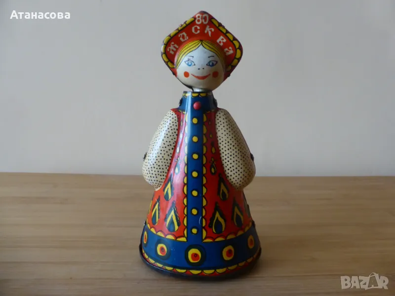 Механична матрьошка метална играчка Олимпиада Москва 80 г, снимка 1