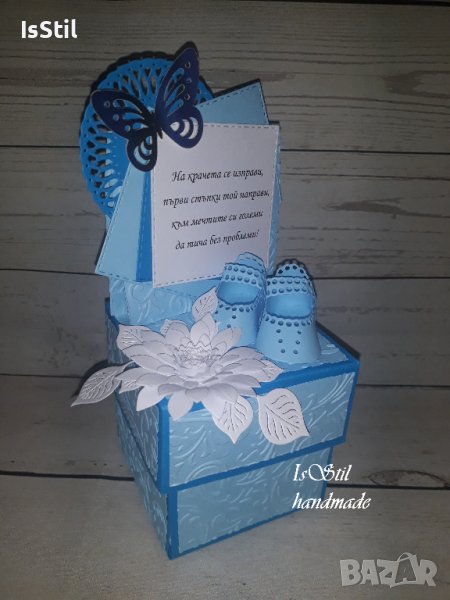 Експлодираща кутия с обувки за паричен подарък за прохождане на бебе, прощъпулник, кръщене, снимка 1