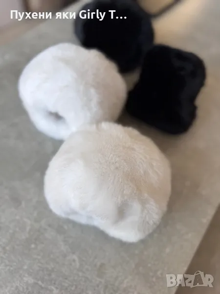 Бели Маншети Пухени Еко косъм Изкуствен с пух, снимка 1