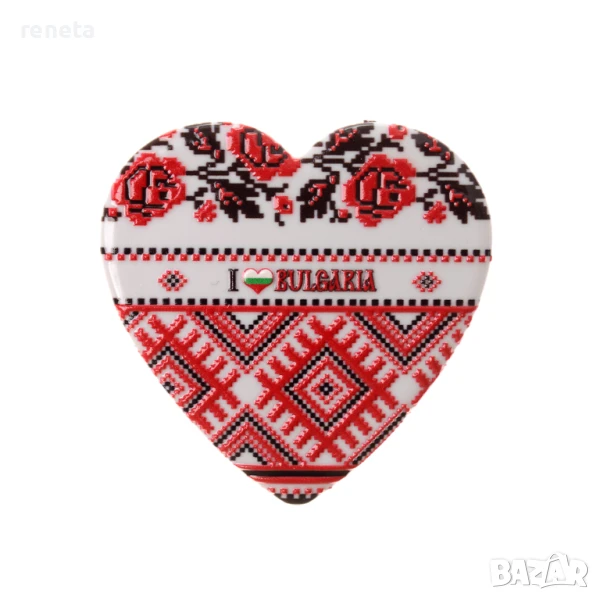 Магнитна фигурка Сърце, Български шевици, Керамична, 6х6 см, снимка 1