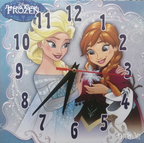 Детски стенни часовници. Елза и Ана от Замръзналото кралство.  Размери 20 сантиметра на 20 сантиметр, снимка 1