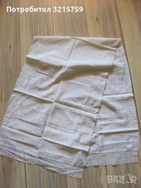 19в. кърпа, ръчно тъкан кенар ,дантела ,150х46см., снимка 1