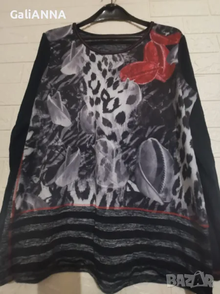 СТРАХОТНА БЛУЗА ЕФЕКТЕН ДЕСЕН XL-2XL, снимка 1