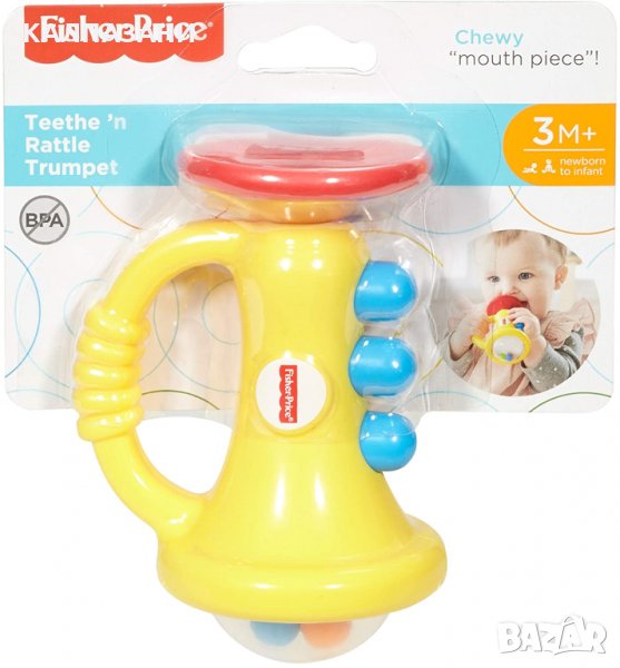 Гризалка-дрънкалка Fisher Price, тромпет, снимка 1