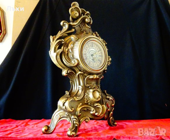 Бронзов механичен каминен часовник,барок. , снимка 4 - Антикварни и старинни предмети - 31446709