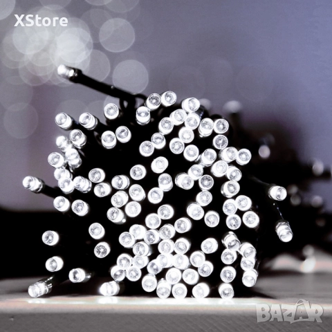 Соларни коледни лампички 12 метра , 100 лампи 5 програми , 4 цвята по избор, снимка 3 - Други - 51957008