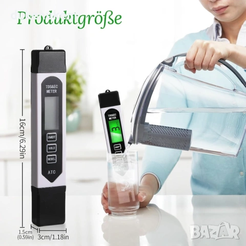 Дигитален тестер за качество на водата 3-в-1 с LCD дисплей – TDS/ EC/T, снимка 7 - Друга електроника - 53074342