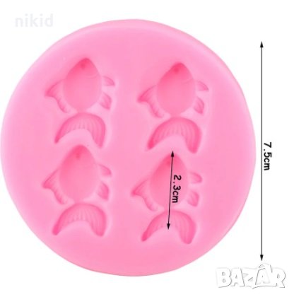 4 рибки рибка риба силиконов молд форма декор украса сладки фондан мъфини и шоколад, снимка 2 - Форми - 30968281