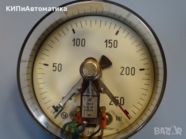 Ел. контактен манометър VEB ф160 250Bar 220V, снимка 8 - Резервни части за машини - 42131553