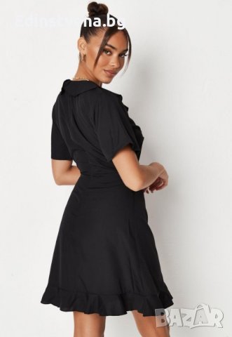 Черна дамска рокля с къдрички, снимка 4 - Рокли - 37094371
