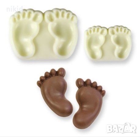 2 размера бебешки крака крачета пластмасови печати резец резци бисквитки торта пита прощъпулник , снимка 2 - Форми - 21722756