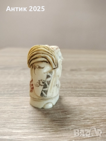 Японска резбована фигурка (нецке), кост, снимка 4 - Колекции - 51816221