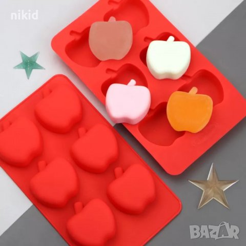 Ябълка Ябълки с дръжка силиконов молд форма фондан гипс шоколад сапун