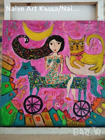 Картина платно маслени акрилни бои размер 42 /42, снимка 2 - Картини - 50534798