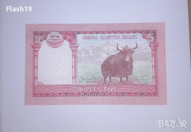 Непал 5 рупии 2020 UNC, снимка 2 - Нумизматика и бонистика - 51865751