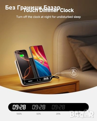 Нова Станция/стойка за безжично зареждане 2 телефона iPhone Samsung Pixel, снимка 3 - Селфи стикове, аксесоари - 53374168