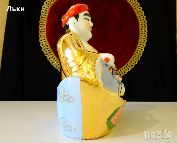 Китайска порцеланова фигура Буда,злато,фън-шуй. , снимка 5 - Статуетки - 38492158
