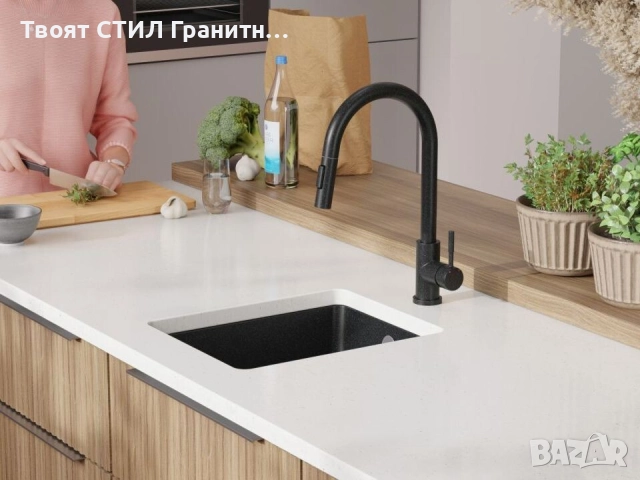 графит кухненска мивка за вграждане под плот Венеция 50 XL 460x440 мм