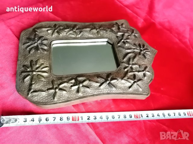 Старинно Настолно Огледало с Месингов обков , снимка 4 - Антикварни и старинни предмети - 35154253