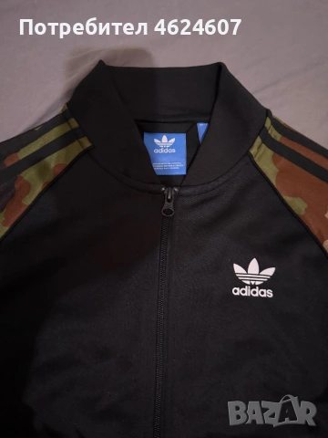 Adidas Originals черен суичър тип бомбър с ръкави в камофлаж, снимка 3 - Суичъри - 53928114