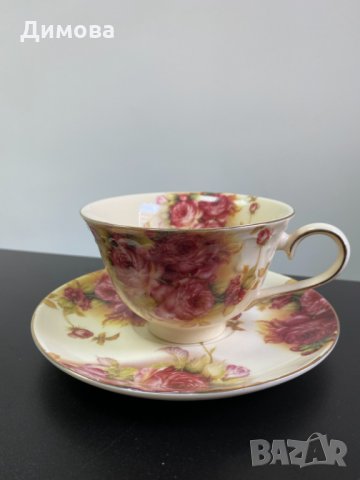 Сервиз за чай с рози, снимка 4 - Чаши - 34298417