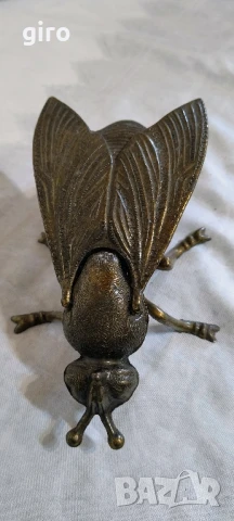 Антикварна бронзова муха - пепелник, снимка 9 - Колекции - 50611580