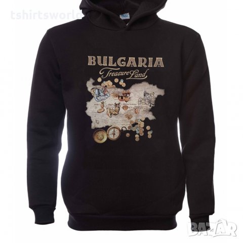 Нов мъжки суичър с трансферен печат TREASURE LAND (Земя на съкровища) България, снимка 2 - Суичъри - 31911859