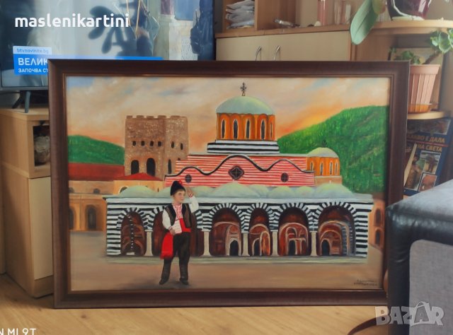 Рилски манастир маслена картина, снимка 3 - Картини - 37203217