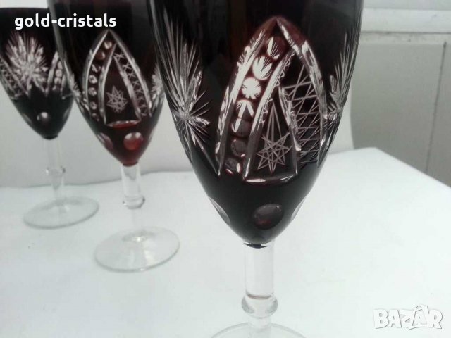 Кристални чаши за вино червен кристал, снимка 7 - Антикварни и старинни предмети - 31060388