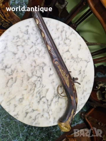 Прекрасен антикварен кремъчен пистолет , снимка 5 - Антикварни и старинни предмети - 52019864