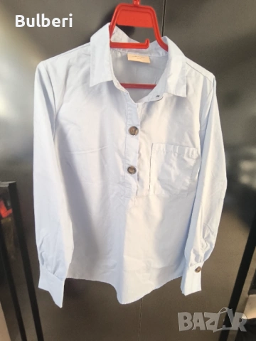 Риза, дамска, светлосиня-размер медиум. 