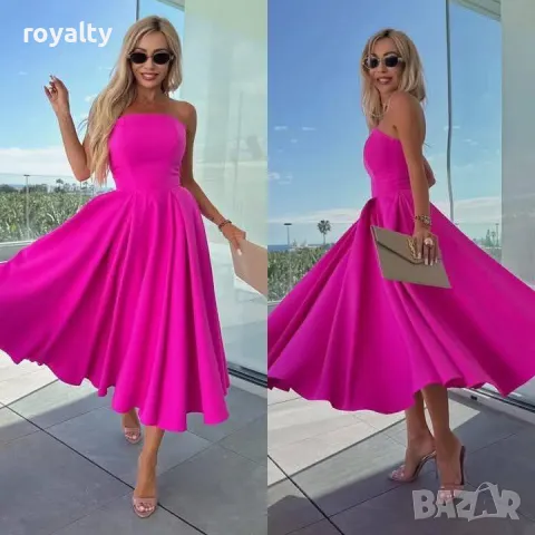 Розов неон дамска рокля 