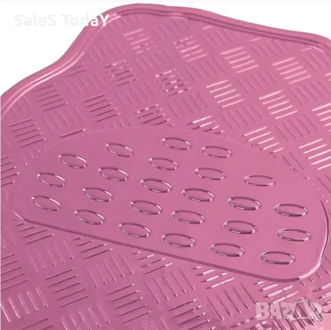 Розови стелки за кола, Гумени стелки, универсални, с алуминиев ефект, 4 бр, снимка 2 - Аксесоари и консумативи - 48047817