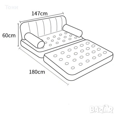 Двоен надуваем матрак с разтегателен диван за спане, снимка 8 - Дивани и мека мебел - 53091997