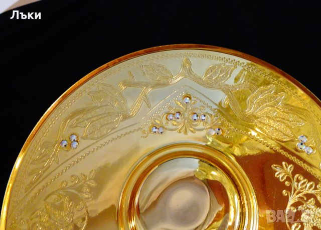 Английска фруктиера 24k Gold,скъпоценни камъни. , снимка 10 - Антикварни и старинни предмети - 29421074