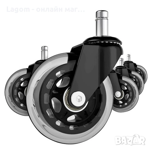 Комплект от 5 резервни колела за офис стол Malatec, с диаметър на шпиндела 11 mm, снимка 3 - Други - 52561420