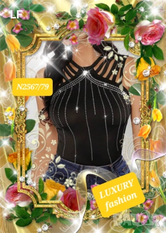 Дамски блузи и топове с кристали и блясък, снимка 2 - Блузи с дълъг ръкав и пуловери - 52398844