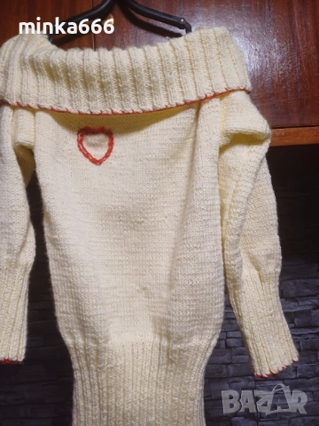 Ръчно плетиво дълъг дамски пуловер, снимка 3 - Блузи с дълъг ръкав и пуловери - 53308346