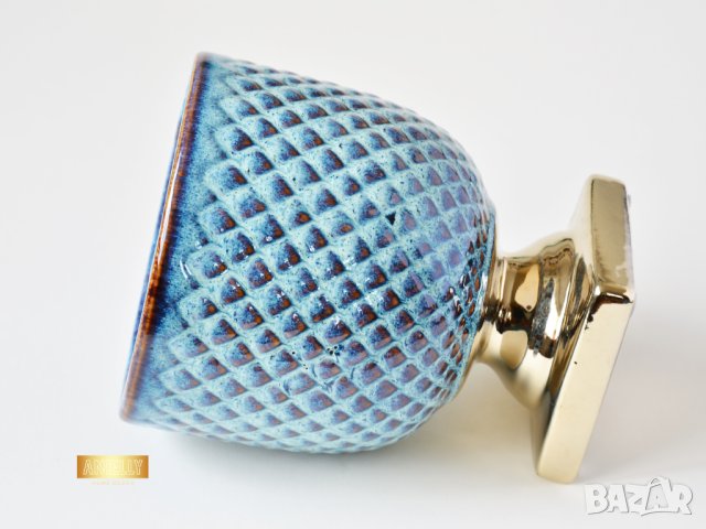 Декоративна саксия за цветя / Подарък за жена любител на цветя / Синя керамична саксия, снимка 3 - Саксии и кашпи - 40512916