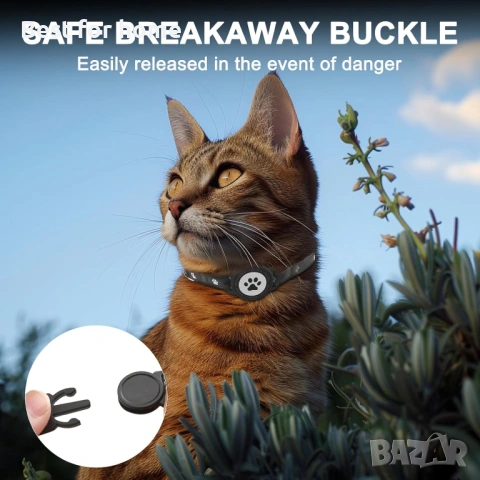 Нашийник за котки Airtag Breakaway, Светлоотразителен, тракер, снимка 3 - За котки - 53379825