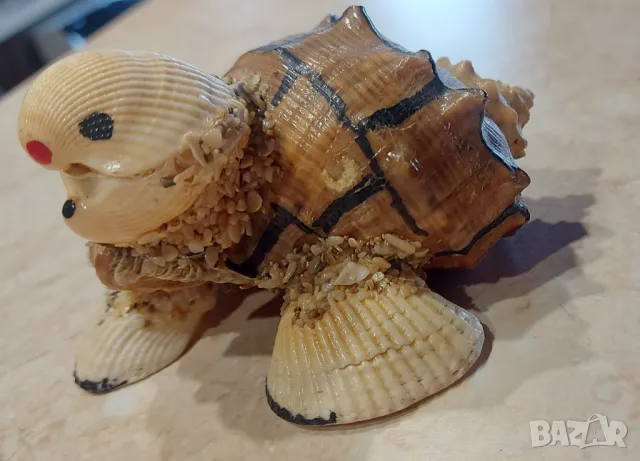 Ръчно направен Сувенир от Соц-А Костенурка от Рапан и Миди, снимка 3 - Антикварни и старинни предмети - 48689886