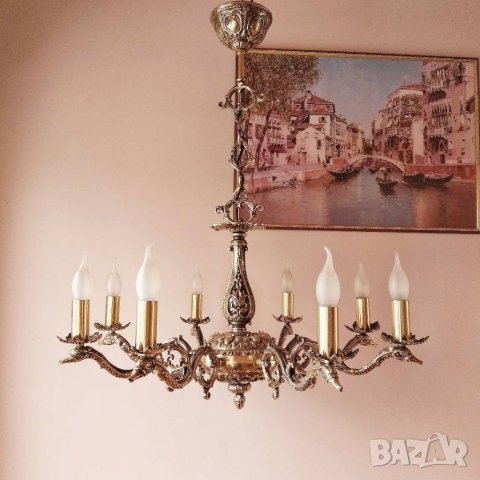 Старинен барок.Луксозно класическо осветление за хол,всекидневна -месингов полилей, лампа, снимка 12 - Полилеи - 22895966