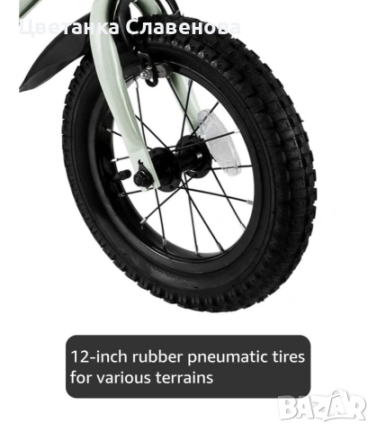 Детски велосипед BODIOO 3-5год., 12-инчов, с подвижни помощни колела, здрава рамка, снимка 3 - Велосипеди - 53022028