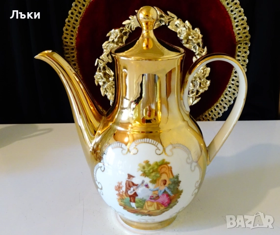 Кана баварски порцелан,злато,картина,1.5 л. , снимка 6 - Антикварни и старинни предмети - 52267846