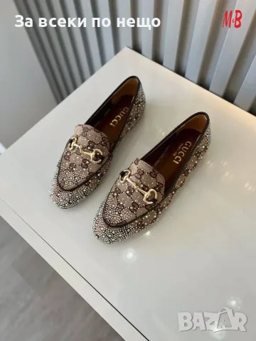 Gucci Дамски Ежедневни Обувки Тип Мокасини С Кристали🥿Дамски Обувки С Камъни Гучи-5 Цв. Код SEM-361, снимка 3 - Дамски ежедневни обувки - 55846677