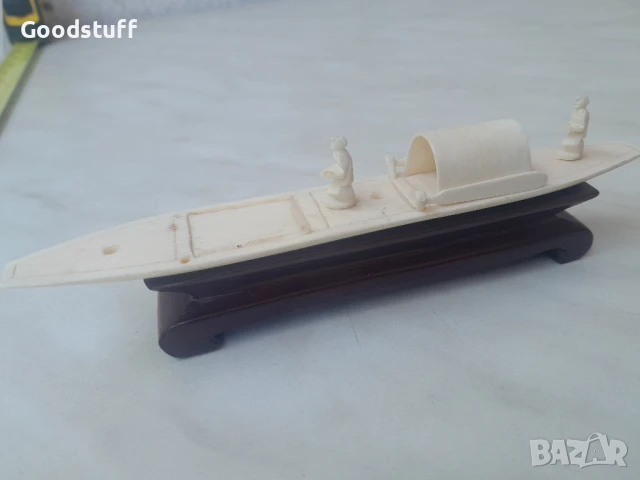Рядка стара фигурка, слонова кост ,лодка,шхуна,кораб, Инуити, снимка 7 - Антикварни и старинни предмети - 50674958