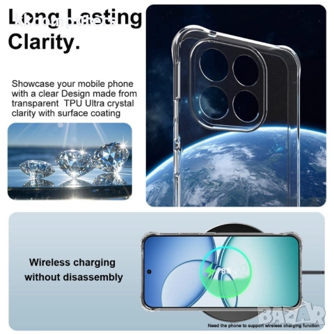 IMAK Удароустойчив TPU Калъф за Xiaomi 15T - Airbag технология, вкл. Протектор, Прозрачен, снимка 5 - Калъфи, кейсове - 52377900