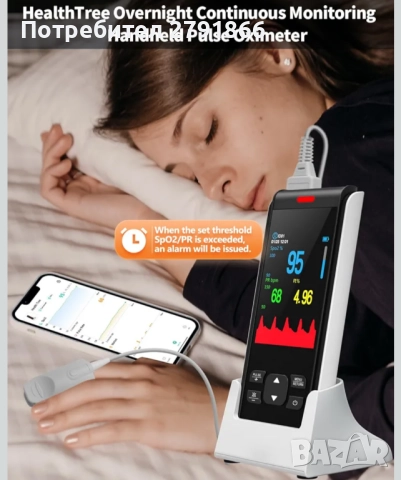 HealthTree пръстов монитор за насищане с кислород в кръвта със SpO2 и пулс Bluetooth пулсоксиметър , снимка 9 - Други - 52342468