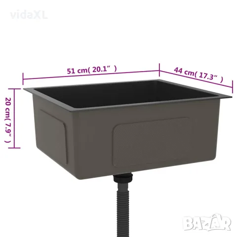 vidaXL Ръчно изработена кухненска мивка, черна, неръждаема стомана, снимка 9 - Мивки - 56147709