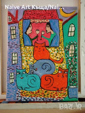 Картина платно маслени акрилни бои размер В. 42 / ш.32, снимка 3 - Картини - 50560529